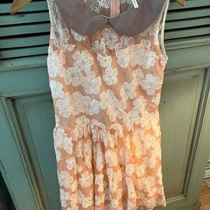 ModCloth peach My Story dress with Peter Pan collar